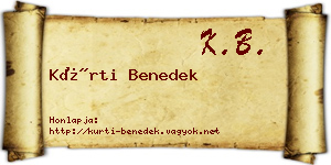 Kürti Benedek névjegykártya