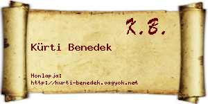 Kürti Benedek névjegykártya